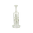 MAV Glass Slitted Pyramid To UFO Bent Neck Bong in White, Front View on Seamless Background