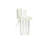 MAV Glass Splashproof Showerhead Ash Catcher 14mm/45° on white background, clear glass with percolator