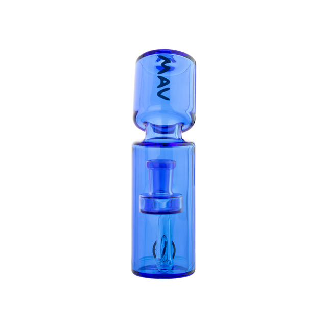 MAV Glass Spraycan Rig in Blue with Hole Diffuser and Glass on Glass Joint - Front View