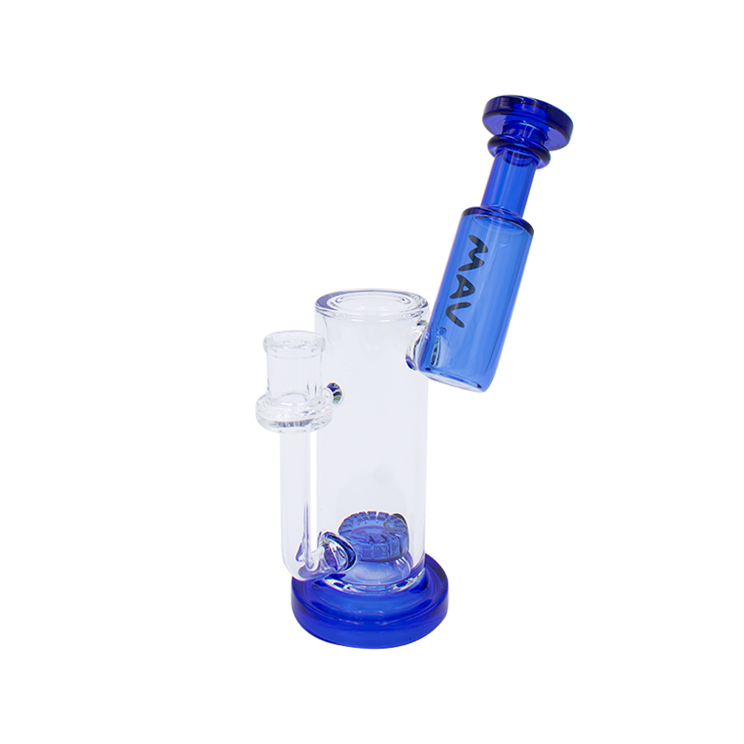 MAV Glass Sylmar Side Car Bubbler in Ink Blue with Glass on Glass Joint, Front View