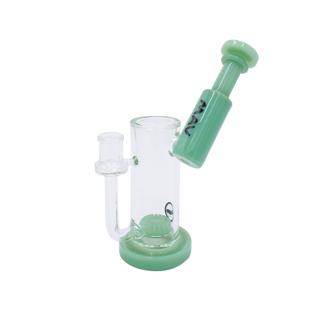 MAV Glass Sylmar Side Car Bubbler in Seafoam, 6" height, 14mm joint, front view on white background