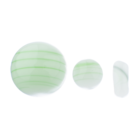 MAV Glass Terp Slurper Marble Set in green, 3 pieces, for dab rig efficiency, on white background