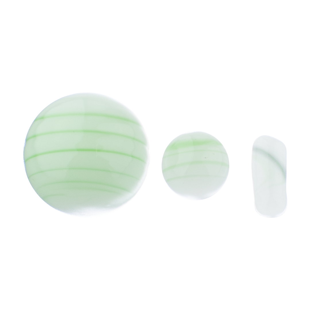 MAV Glass Terp Slurper Marble Set in green, 3 pieces, for dab rig efficiency, on white background