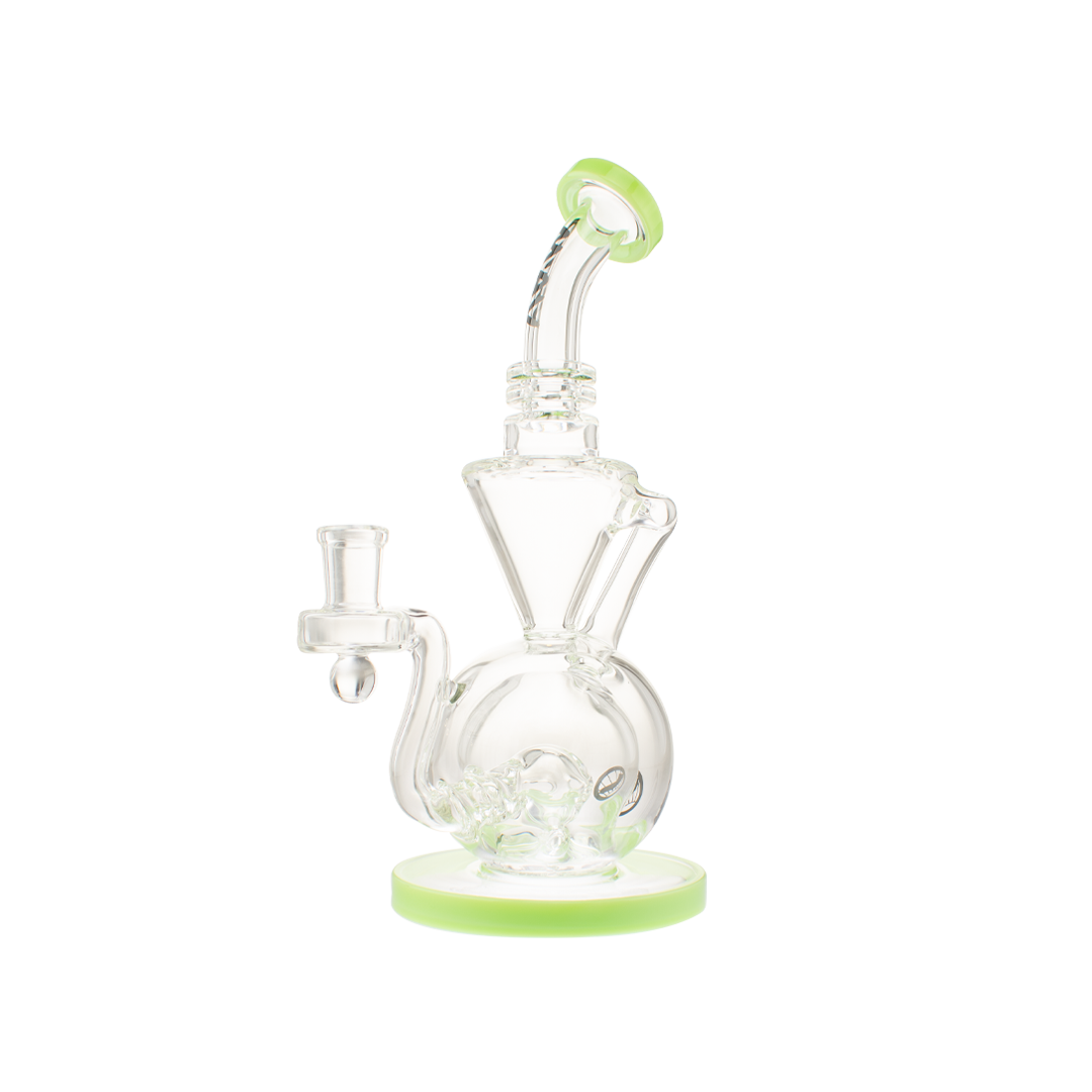 MAV Glass The Avalon Recycler Dab Rig in Slime variant, front view on white background