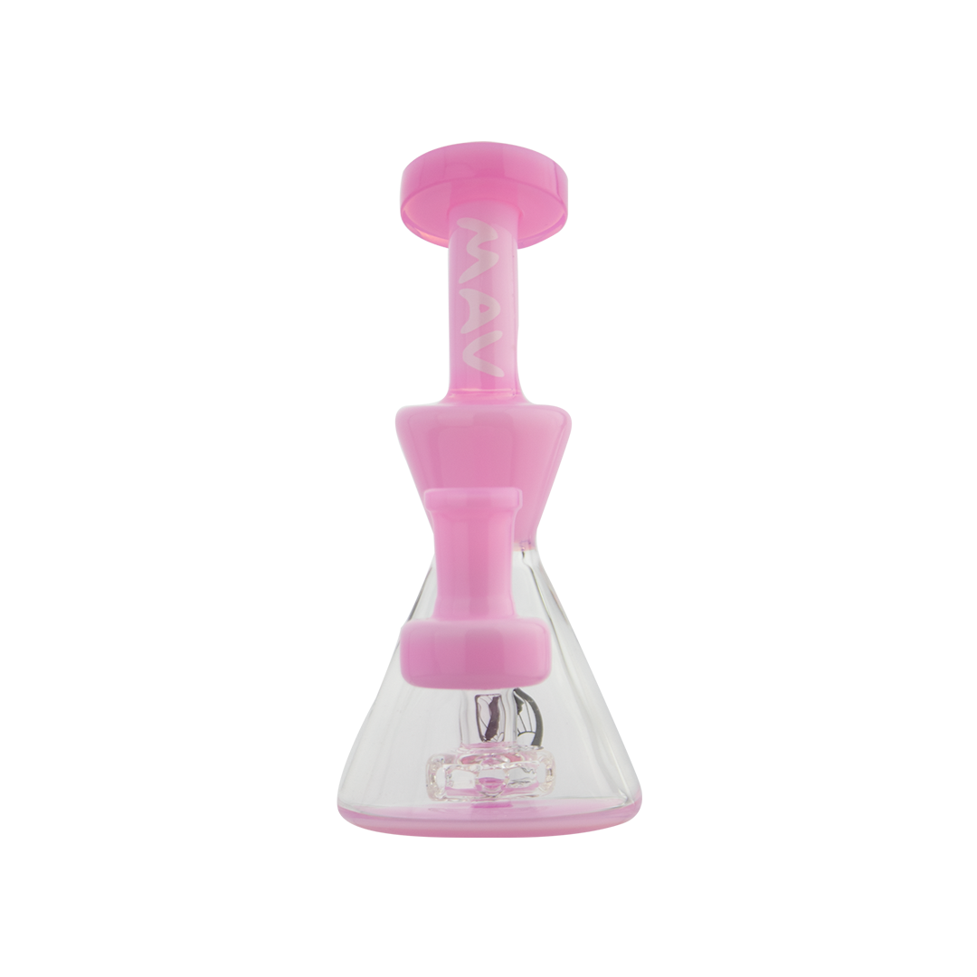 MAV Glass The Balboa Mini Rig in Pink, Front View, 6" Beaker Design with Glass on Glass Joint