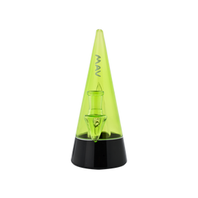 MAV Glass The Beacon 2.0 Dab Rig in Ooze color, front view with 90-degree joint and 7" height
