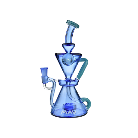 MAV Glass The Beverly SUBTL Collab Hourglass Recycler Dab Rig in Blue, Front View