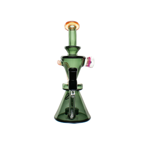 MAV Glass The Beverly Hourglass Recycler in Transparent Black Orange with 14mm Female Joint