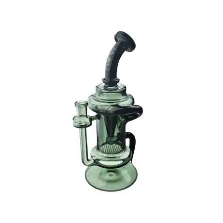 MAV Glass The Big Bear Recycler Dab Rig in Black, 9.5" with Honeycomb Percolator, Front View