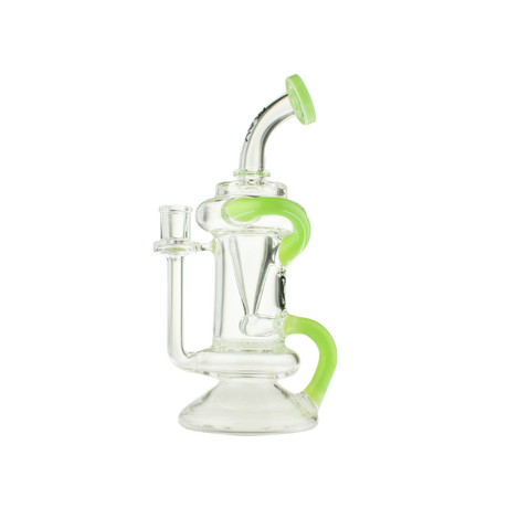 MAV Glass The Big Bear Recycler Dab Rig in Slime - 9.5" with Honeycomb Percolator - Front View