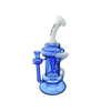 MAV Glass The Big Bear Recycler in White and Blue with Honeycomb Percolator - Front View