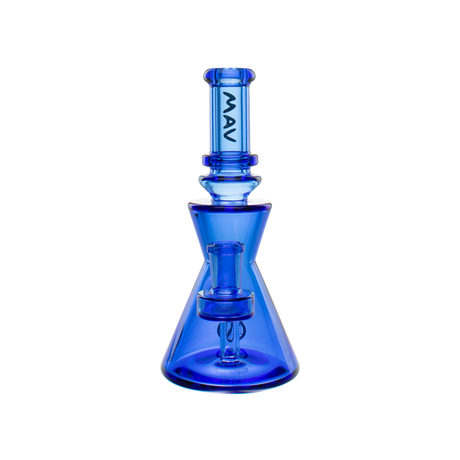 MAV Glass The Chico Rig in Blue - Front View - Compact 7" Beaker Dab Rig with Glass on Glass Joint
