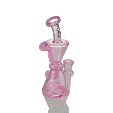 MAV Glass The Elsinore Recycler Dab Rig in Pink with Hole Diffuser and Vortex Percolator, 7.5" tall, 14mm Female Joint, Side View