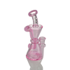 MAV Glass The Elsinore Recycler Dab Rig in Pink with Hole Diffuser and Vortex Percolator, 7.5" tall, 14mm Female Joint, Side View