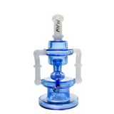 MAV Glass The Griffith Ink Blue Bent Neck Recycler with Slitted Puck Design, 8" Height