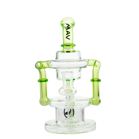 MAV Glass The Griffith Microscopic Slitted Puck Bent Neck Recycler, Front View on White Background