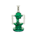MAV Glass The Griffith Microscopic Slitted Puck Bent Neck Recycler in Teal, Front View