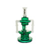 MAV Glass The Griffith Microscopic Slitted Puck Bent Neck Recycler in Teal, Front View