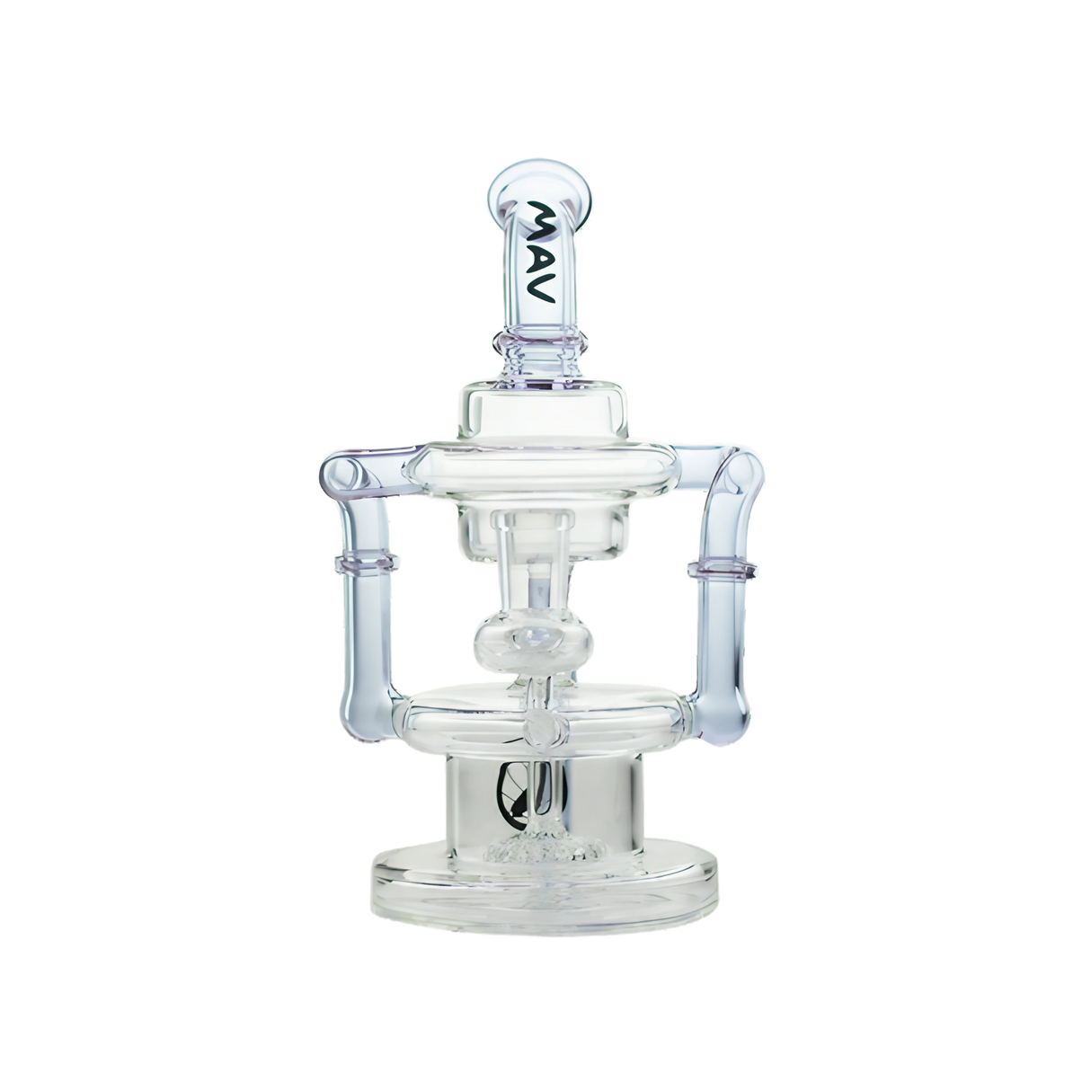 MAV Glass The Griffith Microscopic Slitted Puck Bent Neck Recycler in Transparent Purple