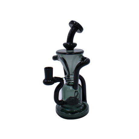 MAV Glass The Humboldt Dab Rig in Black On Black, 9" Beaker with Recycler Design, Side View