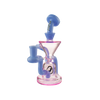 MAV Glass The Humboldt Mini Dab Rig in Lavender and Pink, Front View with Hole Diffuser and Vortex Percolator
