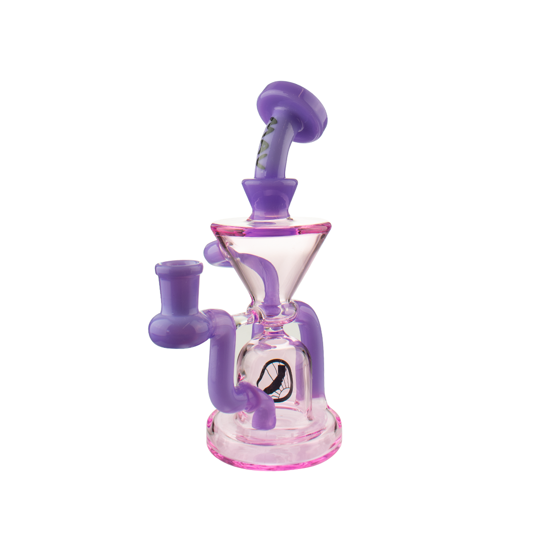 MAV Glass The Humboldt Mini Dab Rig in Purple Milk and Pink, 7.5" with Hole Diffuser, Front View