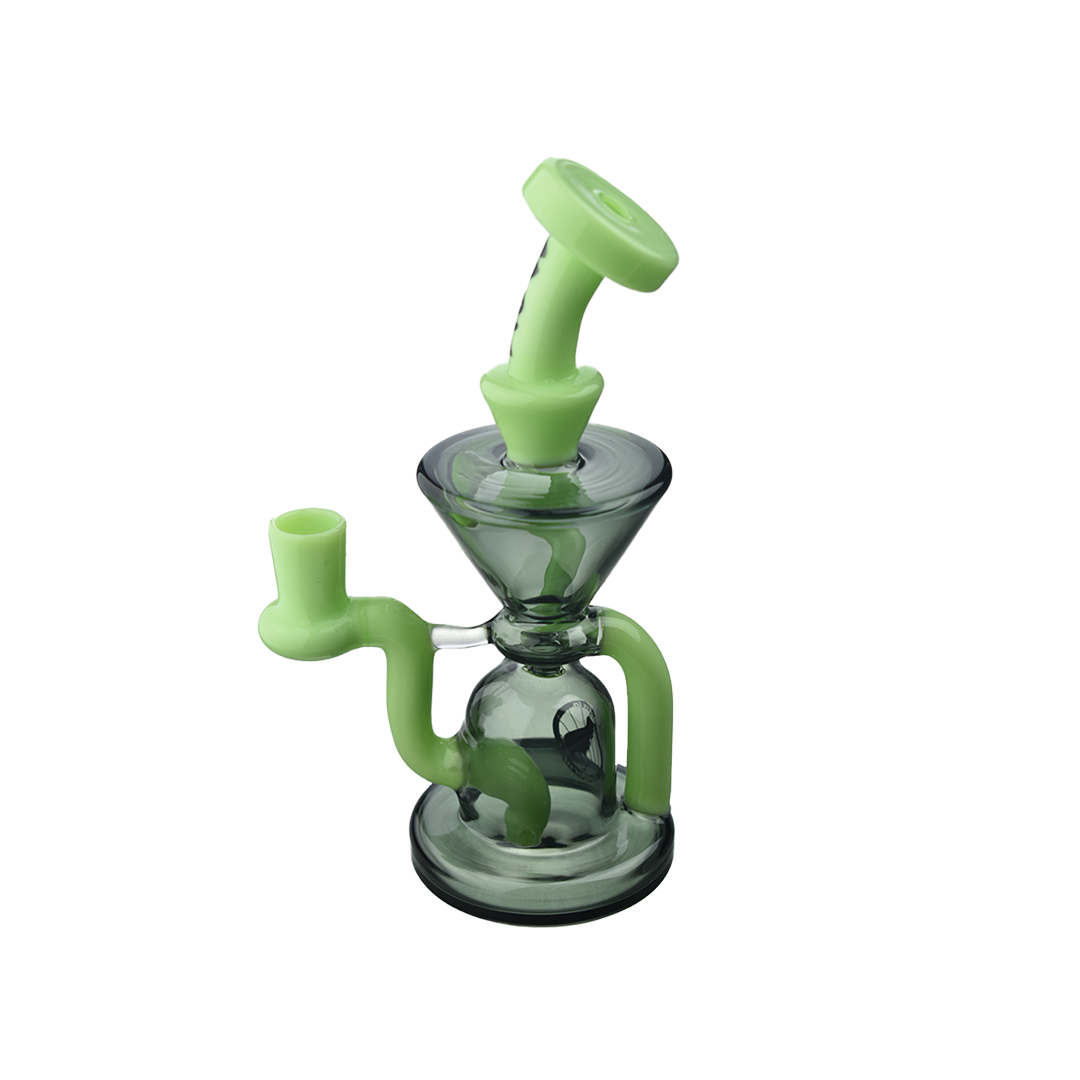 MAV Glass The Humboldt Mini Dab Rig in Slime and Smoke variant with Vortex Percolator - Front View