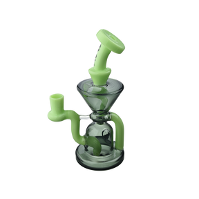 MAV Glass The Humboldt Mini Dab Rig in Slime and Smoke variant with Vortex Percolator - Front View