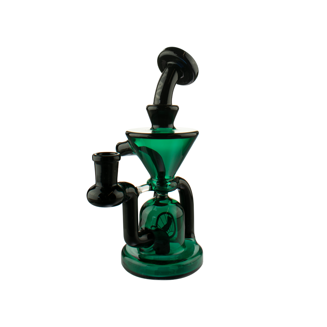 MAV Glass The Humboldt Mini Dab Rig in Teal, featuring a beaker design and vortex percolator, front view on white background.