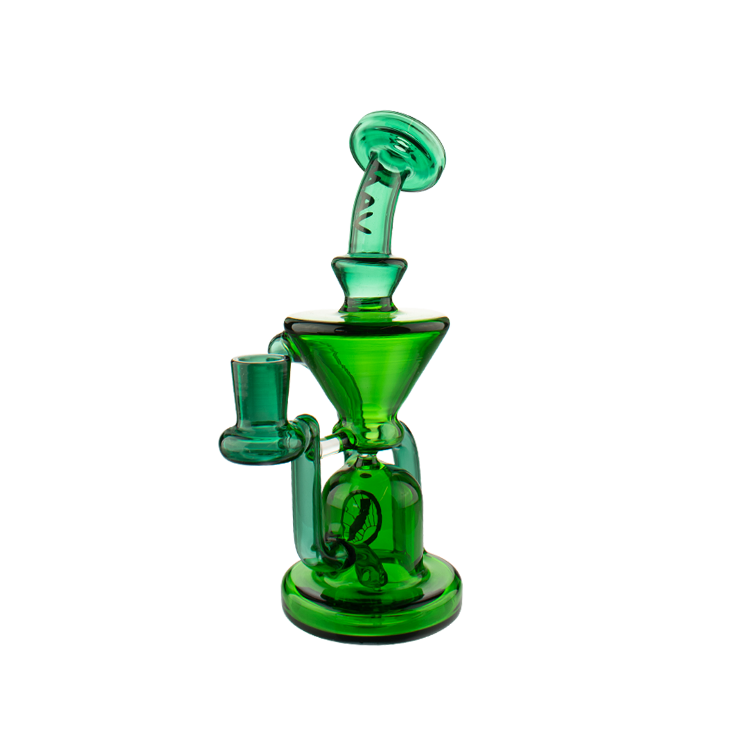 MAV Glass The Humboldt Mini Dab Rig in Teal and Green with Vortex Percolator, Front View