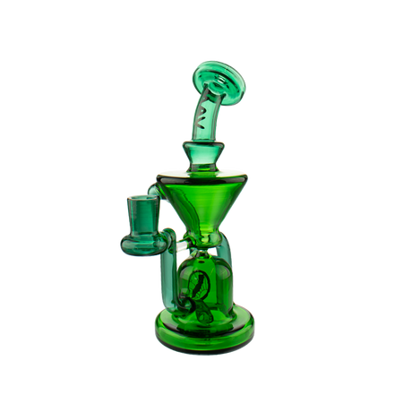 MAV Glass The Humboldt Mini Dab Rig in Teal and Green with Vortex Percolator, Front View