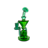 MAV Glass The Humboldt Mini Dab Rig in Teal and Green with Vortex Percolator, Front View