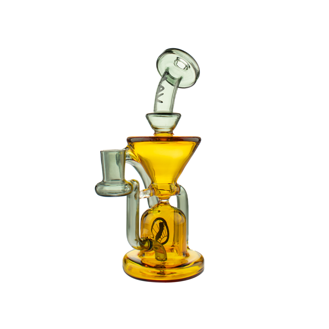 MAV Glass The Humboldt Mini Dab Rig in Transparent Black and Gold with Vortex Percolator - Front View