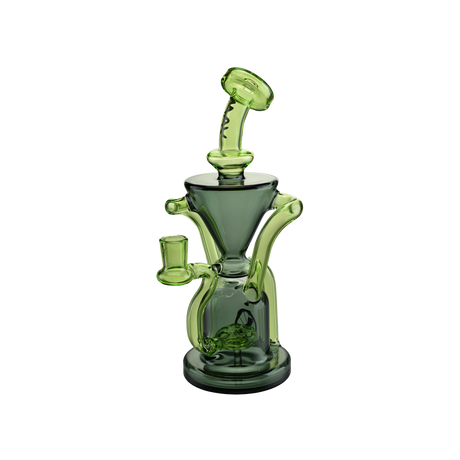 MAV Glass The Humboldt Dab Rig in Ooze variant, 9" tall with a 14mm female joint and recycler design, front view