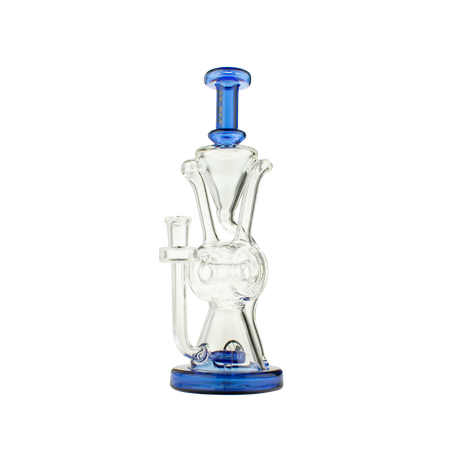 MAV Glass The Ojai Barrel Slitted Puck Recycler in Blue with Vortex Percolator - Front View