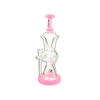 MAV Glass The Ojai Barrel Slitted Puck Recycler in Pink with Vortex Percolator, Front View
