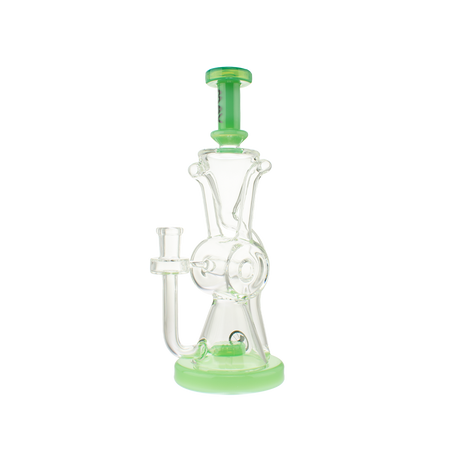 MAV Glass The Ojai Barrel Slitted Puck Recycler in Seafoam with Vortex Percolator - Front View