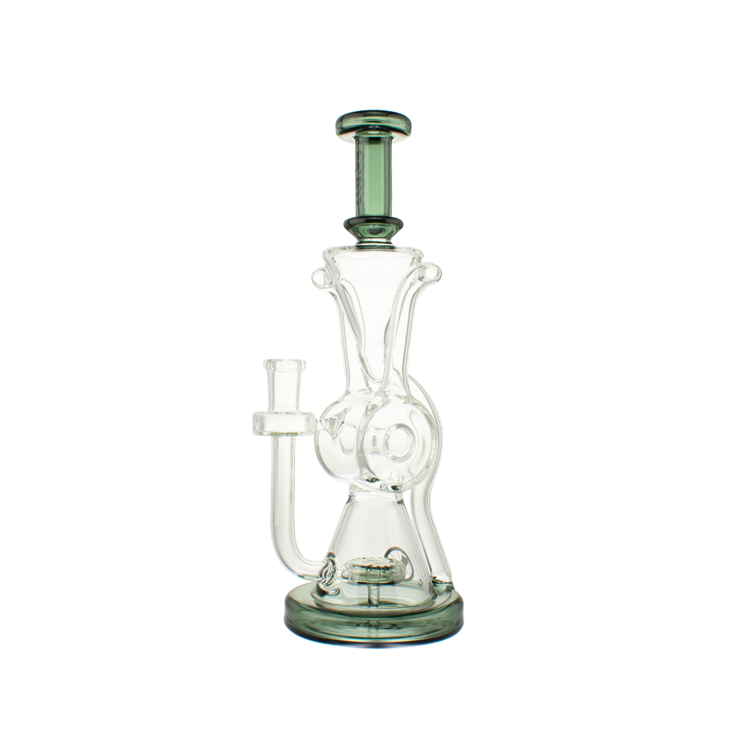 MAV Glass The Ojai Barrel Slitted Puck Recycler with Vortex Percolator, 14mm Female Joint, Front View