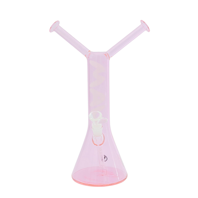 MAV Glass The Original Bestie Bong in Pink, 14" Beaker Design with Banger Hanger