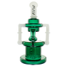 MAV Glass The Pasadena Microscopic Quad Shower Bent Neck Recycler in Teal, Front View