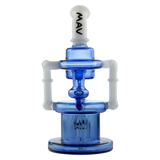MAV Glass The Pasadena Microscopic Quad Shower Bent Neck Recycler in Ink Blue, Front View