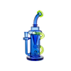 MAV Glass The Pch Recycler Dab Rig in Blue and Ooze, 10" with Vortex Percolator, Front View