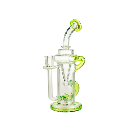 MAV Glass The Pch Recycler Dab Rig with Vortex Percolator and Green Accents - Front View