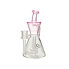 MAV Glass The Santa Monica Hole Puck Perc Dab Rig in Pink with Cyclone Percolator - Front View
