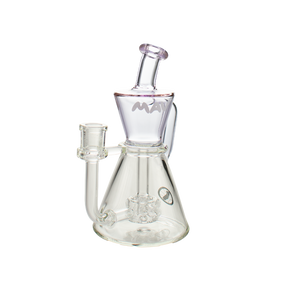 MAV Glass The Santa Monica Hole Puck Perc Dab Rig in Purple with Cyclone Percolator - Front View