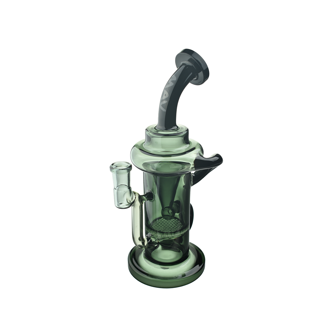 MAV Glass The Sonoma Recycler Dab Rig in Black and Smoke with Honeycomb Percolator, front view