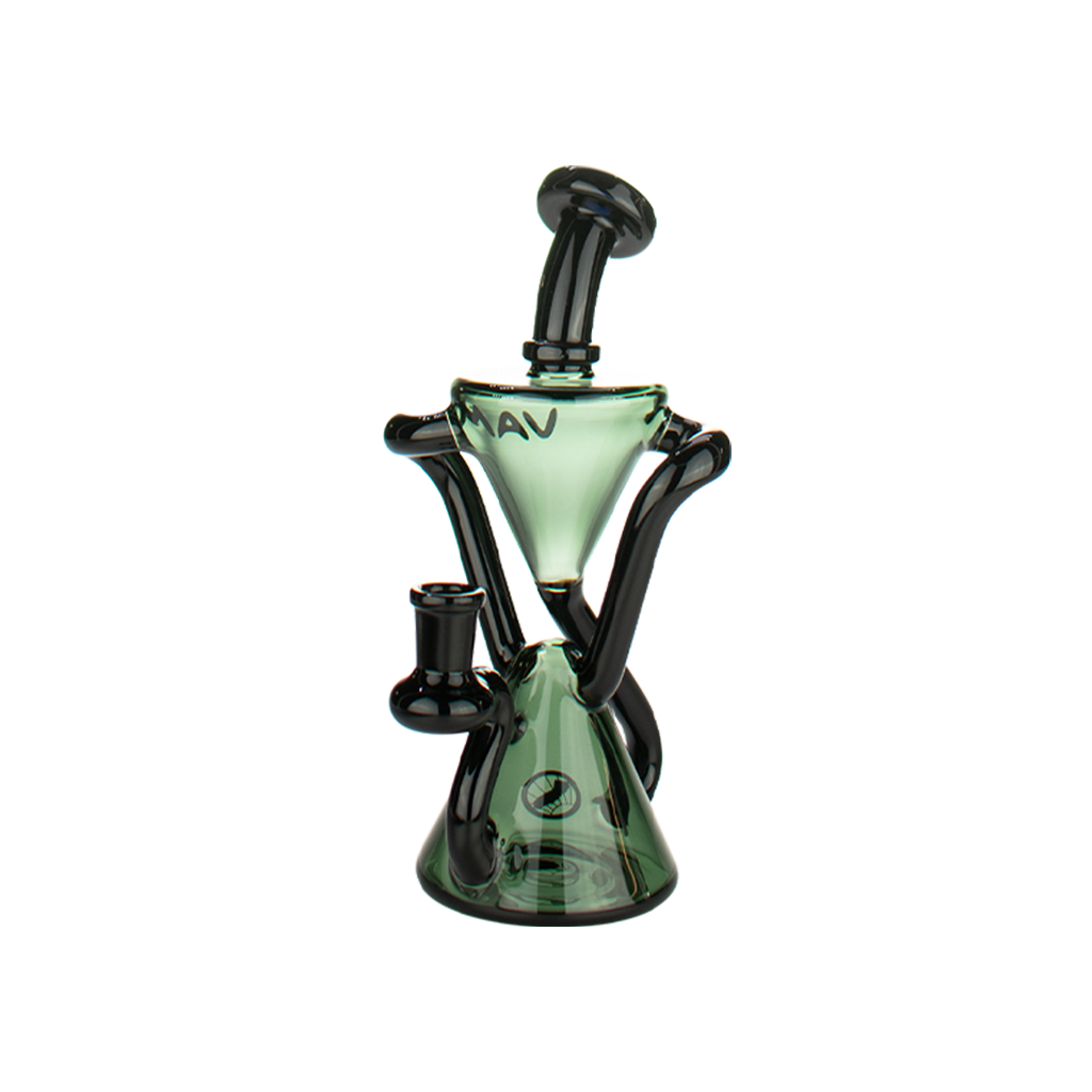 MAV Glass The Zuma Recycler Dab Rig in Black, 9" with Vortex Percolator, Front View