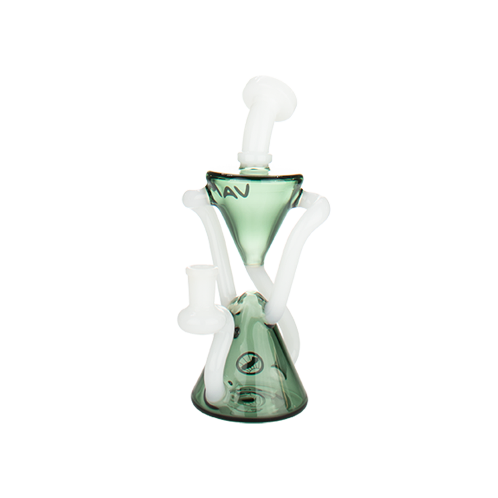 MAV Glass The Zuma Recycler Dab Rig in Black and White with Vortex Percolator - Front View