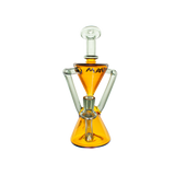 MAV Glass The Zuma Recycler Dab Rig in Gold and Black, 9" with Vortex Percolator - Front View