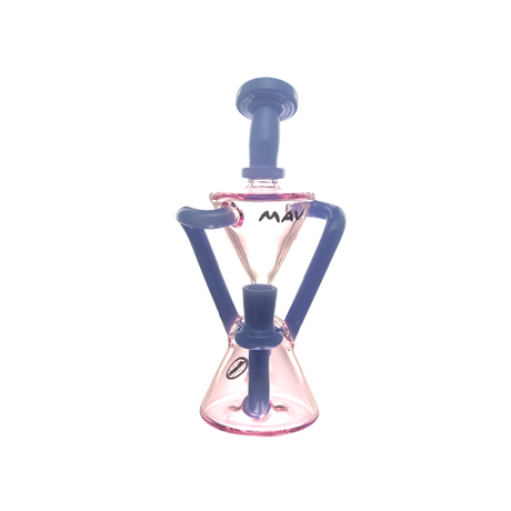 MAV Glass The Zuma Recycler in Pink and Lavender, 9" tall with Vortex Percolator, front view on white background